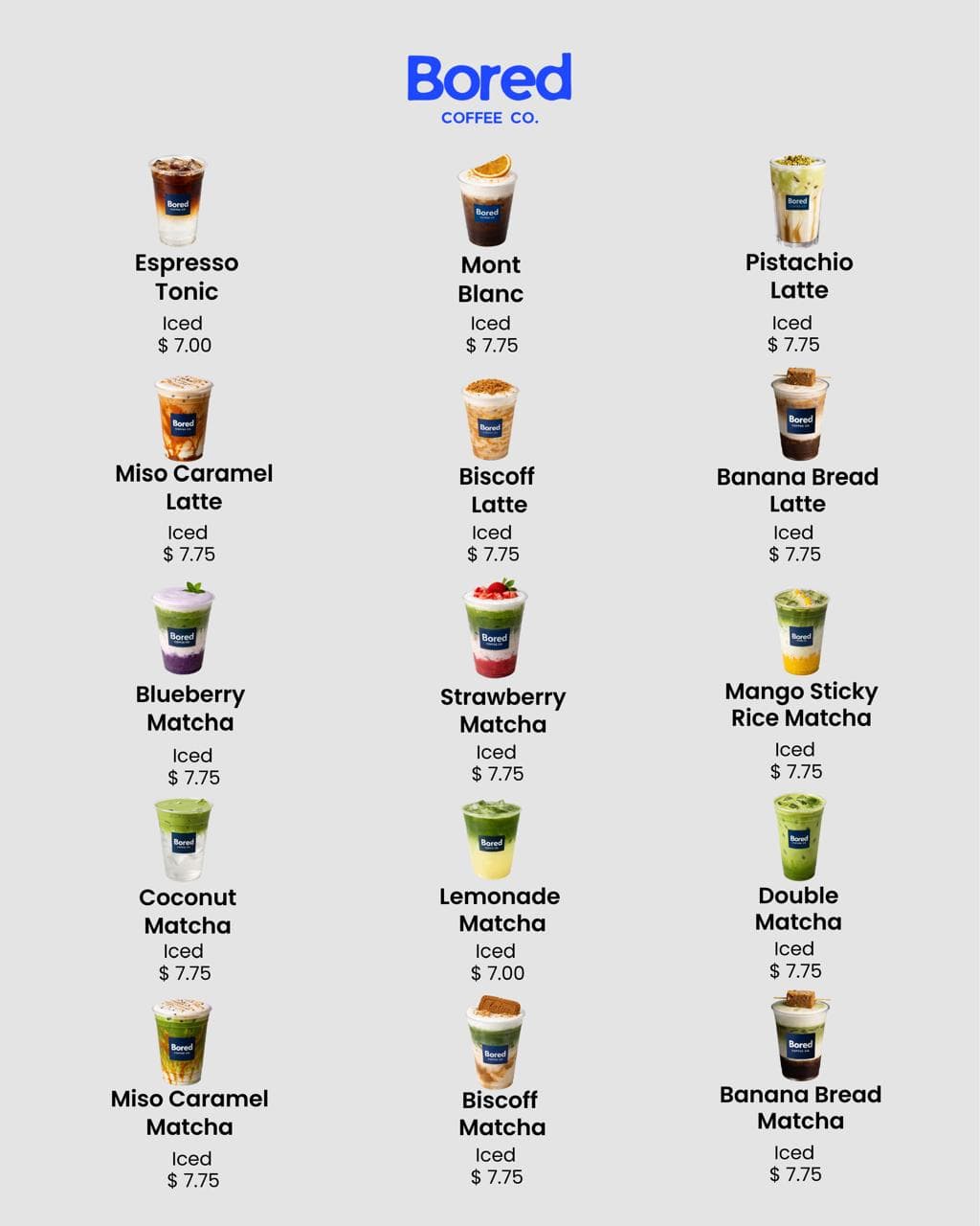 Bored Coffee Menu